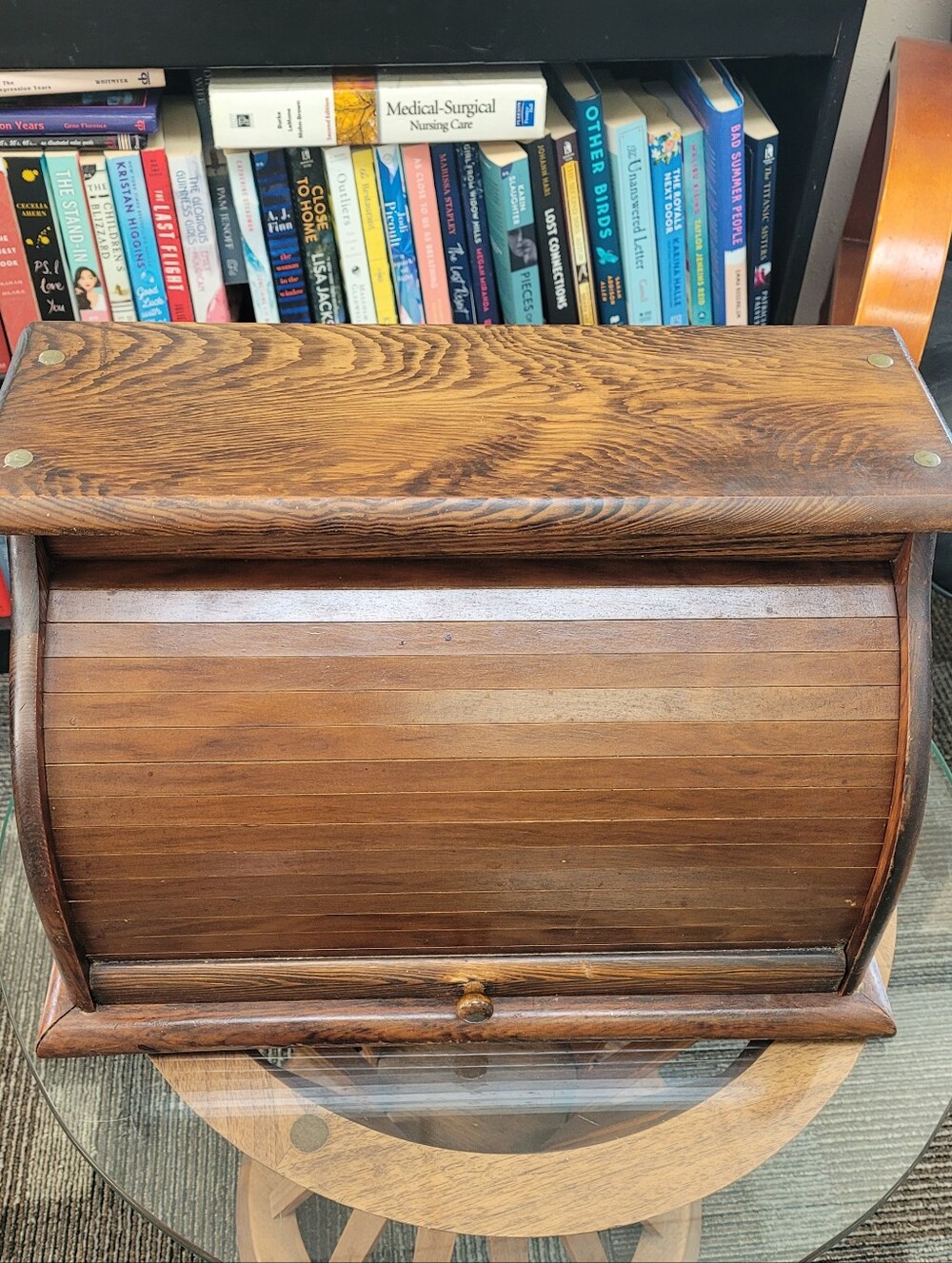 Vintage Wooden Rolltop Bread Box